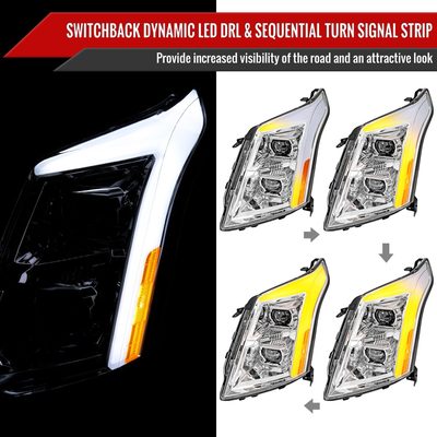 2010-2016 Cadillac SRX Full Sequential LED DRL Projector Headlights Chrome