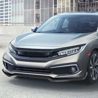 2016-2018 Honda Civic Sedan Glossy Black Polypropylene 3Pcs Bumper Lip