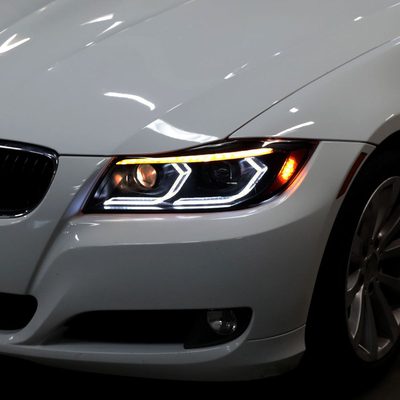 2006-2011 BMW E90 3 Series Sedan 3D Iced LED Dual Projector Headlights Smoke