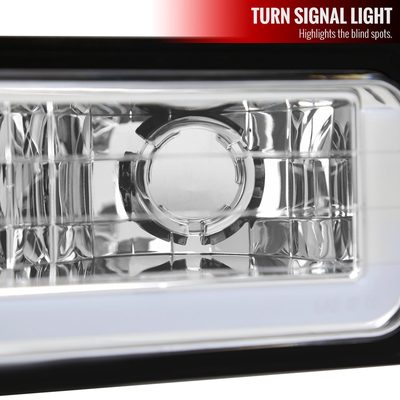 1988-1998 Chevy C10 GMC C/K LED Strip Bumper Corner Signal Lights Chrome/Clear
