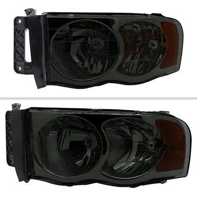 2002-2005 Dodge RAM 1500 2500 3500 Factory Headlights Chrome/Smoke