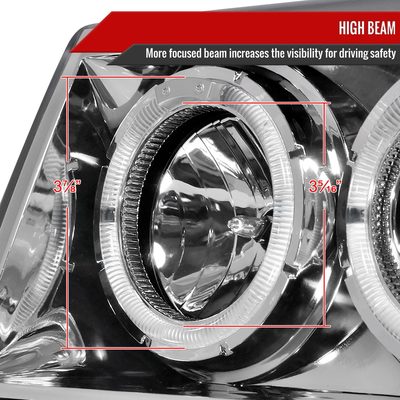 1993-1996 Jeep Grand Cherokee Dual Halo Projector Headlights Chrome/Clear Lens