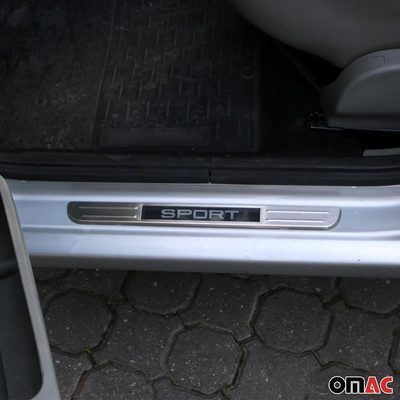 Ford E-350 Super Duty Door Sill Scuff Plate Illuminated Sport Stainless Steel Silver 2 Pcs