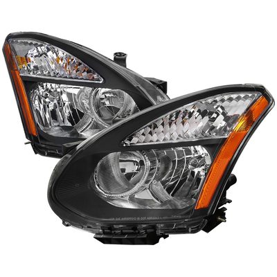 2008-2013 Nissan Rogue/Rogue Select Factory Headlights Amber Reflectors Black