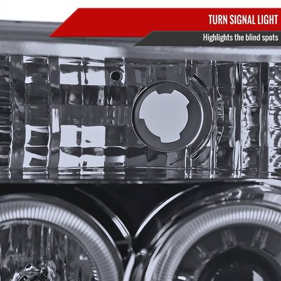 1992-1996 Ford F-150 F-250 F-350 Bronco Dual Halo Projector Headlights Smoke
