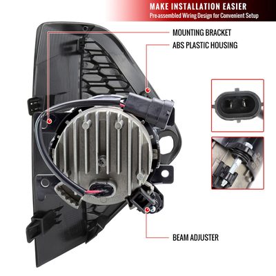 2019-2021 Nissan Murano LED Fog Lights Kit Chrome Housing/Clear Lens