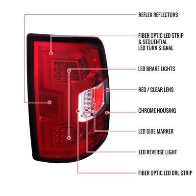 2019-2024 Dodge RAM 2500/3500 LED Sequential Signal Tail Lights Chrome/Red