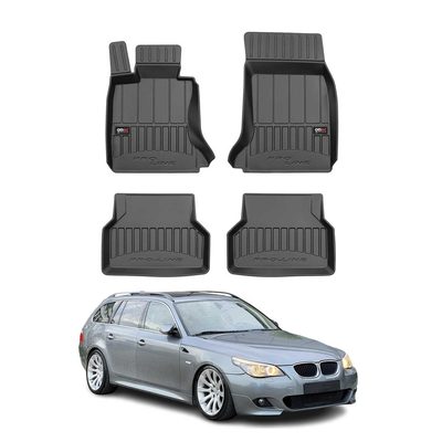 2004-2010 BMW 5 Series E60 E61 Sedan Touring Premium Floor Mats Liners Full Set All Weather Heavy Duty Black