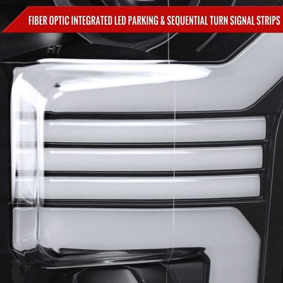 For Ford F-150 2015-2017 LED Bar Headlights Turn Signals Amber LED Pulsing Glow Black Housing Clear Lens