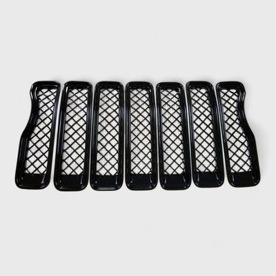2018-2023 Jeep Wrangler JL Grille Overlay Gloss Black 7Pcs ABS Plastic