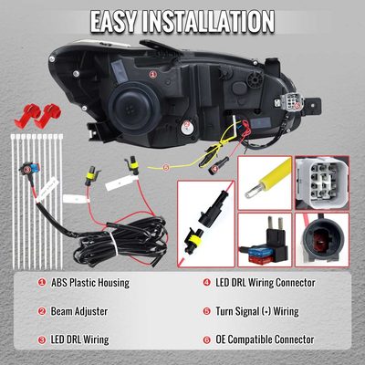 For Subaru Impreza WRX STI 2015-2021 Projector Headlights Sequential LED Switchback DRL Black Housing Clear Lens
