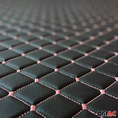Embossed Black Faux Leather Lining Pink Stitch Car Upholstery 1 Yard x 1.5 Yards