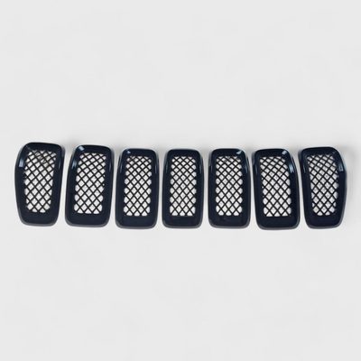 2014-2018 Jeep Cherokee Grille Overlay Gloss Black 7Pcs ABS Plastic