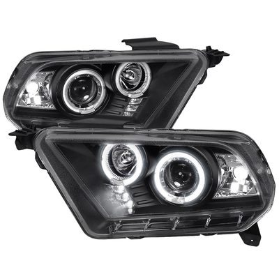 2010-2014 Ford Mustang Dual Halo Projector Headlights Matte Black/Clear Lens
