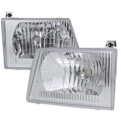 1992-2006 Ford Econoline Factory Style Crystal Headlights Chrome/Clear Lens