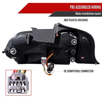 2015-2022 Ford Mustang Coupe/Convertible LED Tail Lights Glossy Black/Smoke