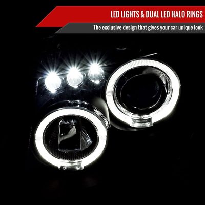 2005-2007 Nissan Pathfinder/ 05-2008 Frontier Dual Halo Headlights Matte Black