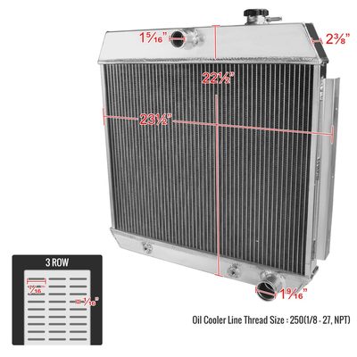 1955-1957 Chevrolet Bel Air Del Ray V8 MT Alu 3-Row Performance Radiator