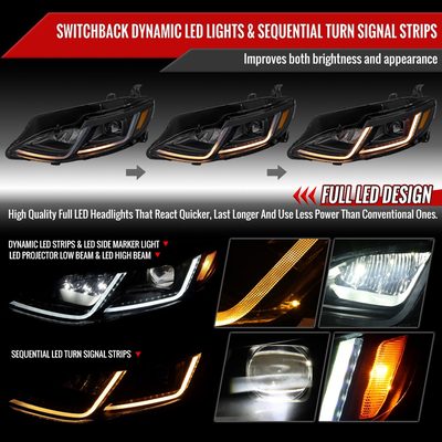 2019-2024 Chevy Malibu Full LED Projector Headlights Turn Signal Black