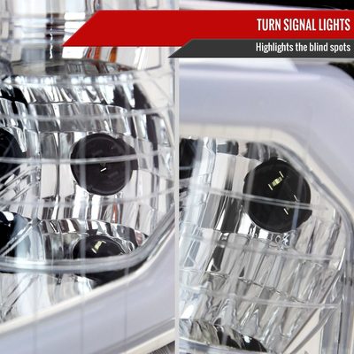 2007-2013 Chevy Silverado 1500 2500HD 3500HD C-Bar Headlights Amber & Chrome