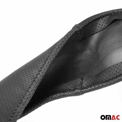 14.5-15.5’’ Steering Wheel Cover Red Stitches Leather Anti-slip Breathable