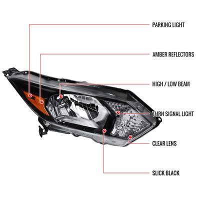 2016-2018 Honda HR-V Clear Crystal Headlight Amber Reflector - Passenger Side