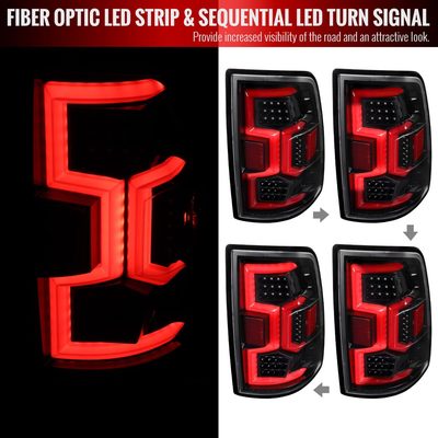 2019-2024 Dodge RAM 2500/3500 LED Signal Tail Lights Jet Black/Clear