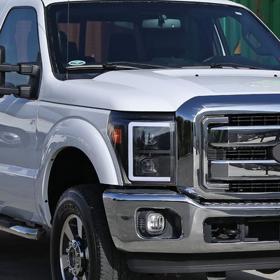 2011-2016 Ford F-250 F-350 F-450 F-550 LED CBar Projector Headlights Black