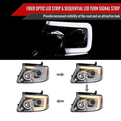 2004-2008 Ford F-150/ 06-2008 Lincoln Mark LT LED Switchback Headlights Chrome