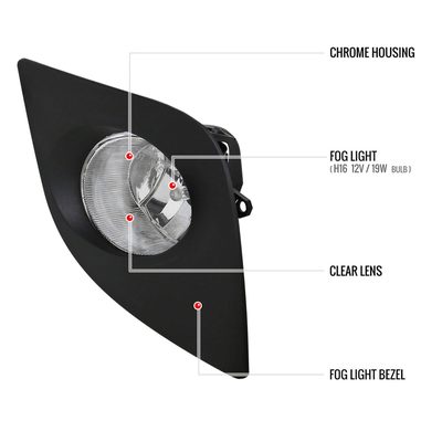 2014-2016 Toyota Corolla H16 Fog Lights Kit Chrome Housing/Clear Lens