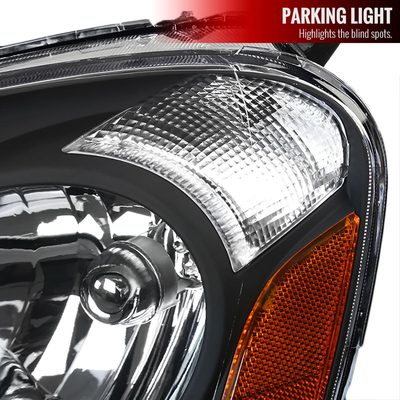 2002-2004 Acura RSX Factory Headlights w/Amber Reflectors Matt Black/Clear