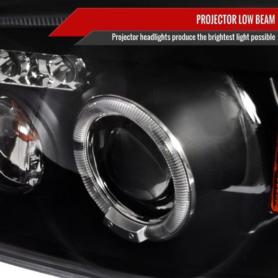 2004-2007 Chevy Malibu Dual Halo Projector Headlights Matte Black/Clear Lens