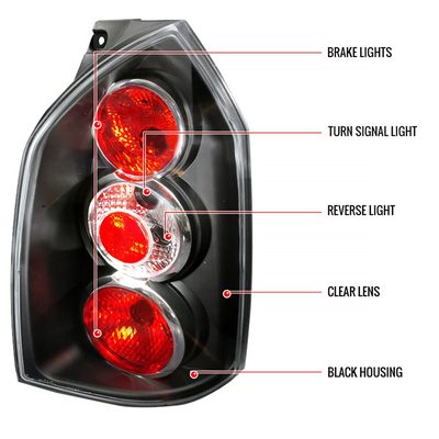 2004-2009 Hyundai Tucson Tail Lights Matte Black Housing/Clear Lens