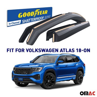 Goodyear Wind Deflectors for Volkswagen Atlas 2018-2026 In-channel Smoke 4x