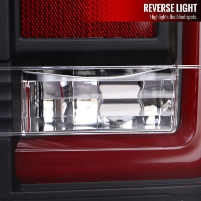 2004-2015 Nissan Titan LED Tail Lights with Red LED Tube Matte Black/Clear