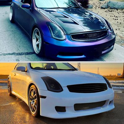 2003-2007 Infiniti G35 Coupe LED Projector Headlights Turn Signals Black Smoke
