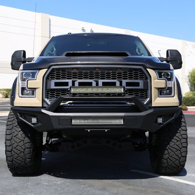 2015-2017 Ford F-150 LED Bar Projector Headlights Matte Black/Clear Lens