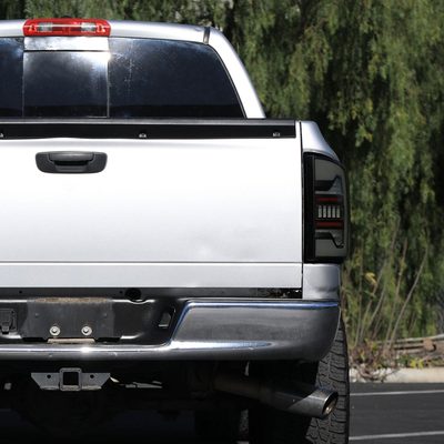 2007-2009 Dodge RAM 1500/2500/3500 White LED Bar Tail Lights Matte Black/Smoke
