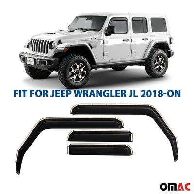 Clim Art Wind Deflectors for Jeep Gladiator 2020-2025 Shatterproof Smoke 4Pcs