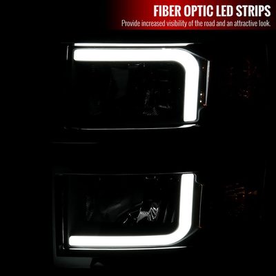 2014-2015 Chevy Silverado 1500 LED Bar Factory Headlights Matt Black/Clear