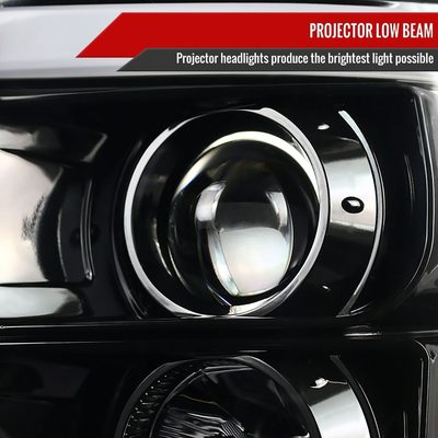 2011-2016 F-250/350/450/550 LED C-Bar Projector Headlights Jet Black/Clear