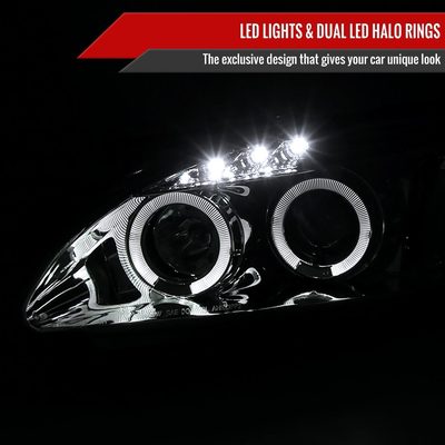 2004-2009 Honda S2000 AP2 Dual Halo Projector Headlights Chrome/Clear Lens