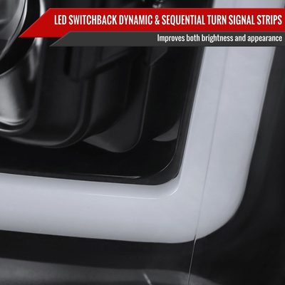 2011-2016 Ford F-250 F-350 F-450 F-550 LED CBar Projector Headlights Black