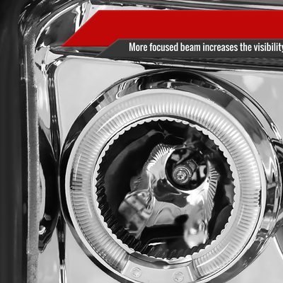 2005-2007 Dodge Dakota Dual Halo Projector Headlights Chrome/Clear Lens