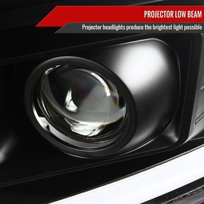 2007-2014 Chevy Silverado 1500/2500/3500HD LED CBar Projector Headlights Black
