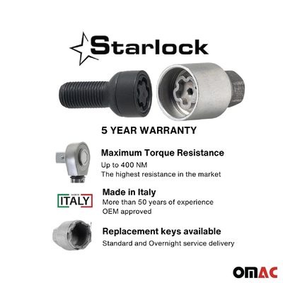 Wheel Lock Kit for Mercedes E-Class M14X1,5 Bolt Black 4Locks & 1Key