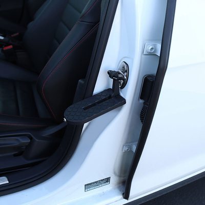Universal Foldable Car Door Step Latch Foot Hook & Safety Hammer Black 2Pcs