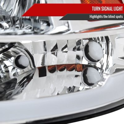 2009-2019 Dodge Ram 1500 2500 3500 Quad Headlights w/LED Tube Chrome/Clear
