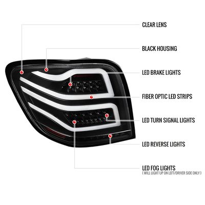 2006-2011 Mercedes Benz W164 ML Class LED Tail Lights Matte Black/Clear Lens