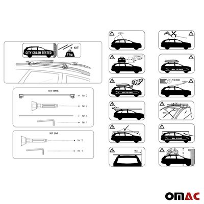 2009-2021 Citroen C3 Picasso Roof Rack Cross Bars Silver